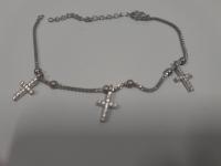 CS456/2024 BRACCIALETTO ARGENTO CON 3 CROCI PENDENTI CON BRILLANTINI